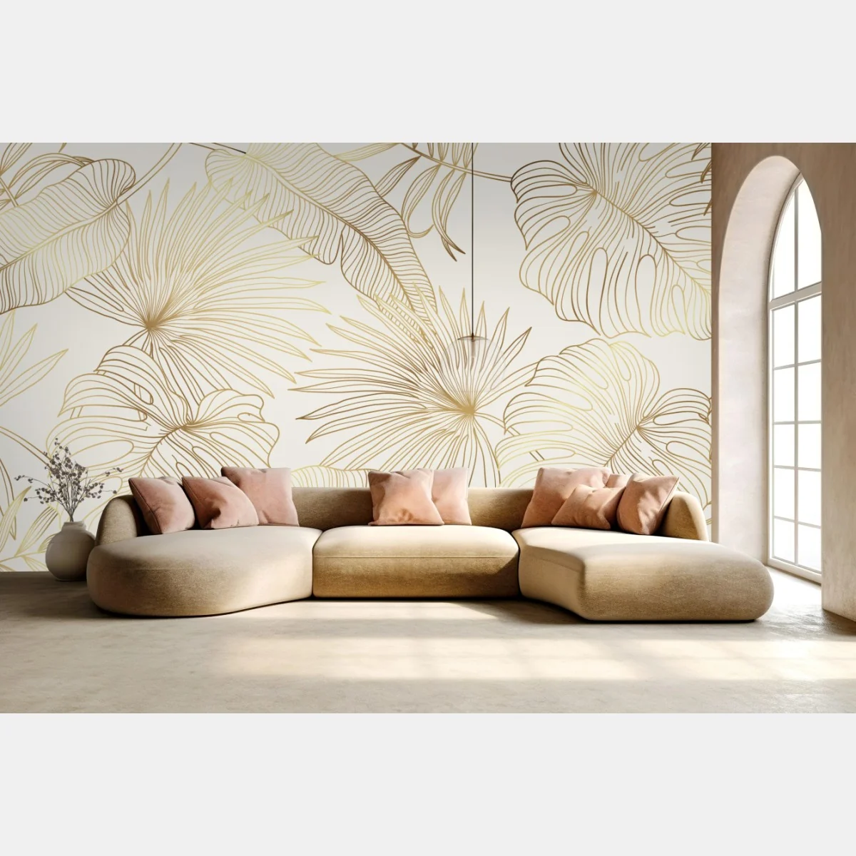 Fototapete goldene tropische blätter auf beigem hintergrund – Wallnifity® Fototapete goldene tropische blätter auf beigem hintergrund – Wallnifity®