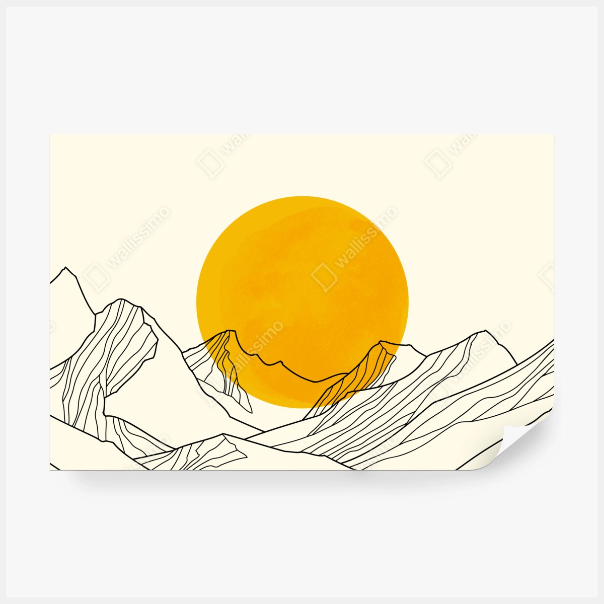 Fototapete goldene sonne über minimalistischen bergen – Wallnifity®