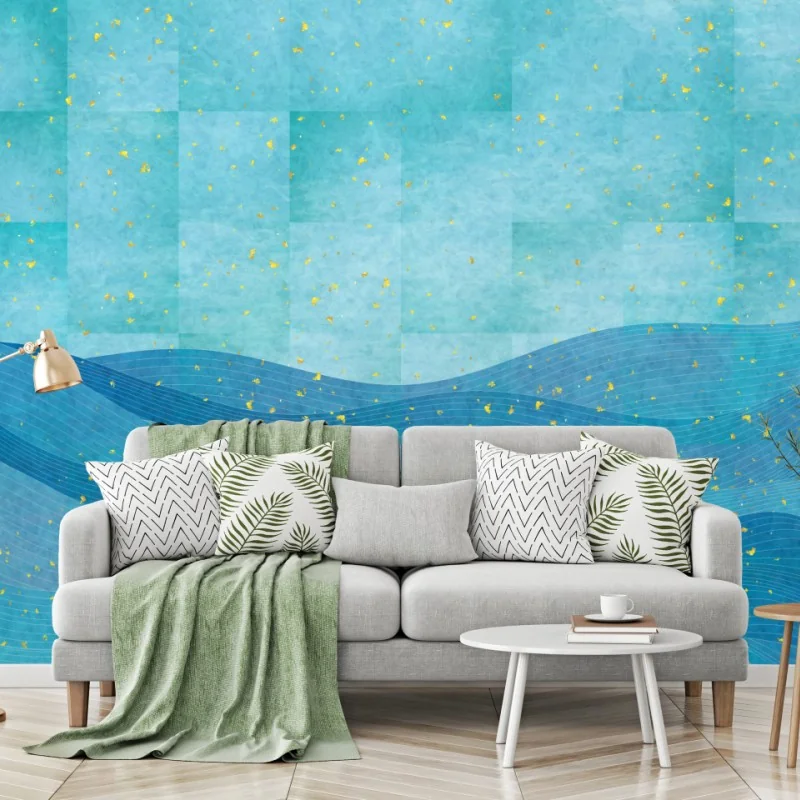 Fototapete türkiswellen abstrakte komposition – Wallnifity® Fototapete türkiswellen abstrakte komposition – Wallnifity®