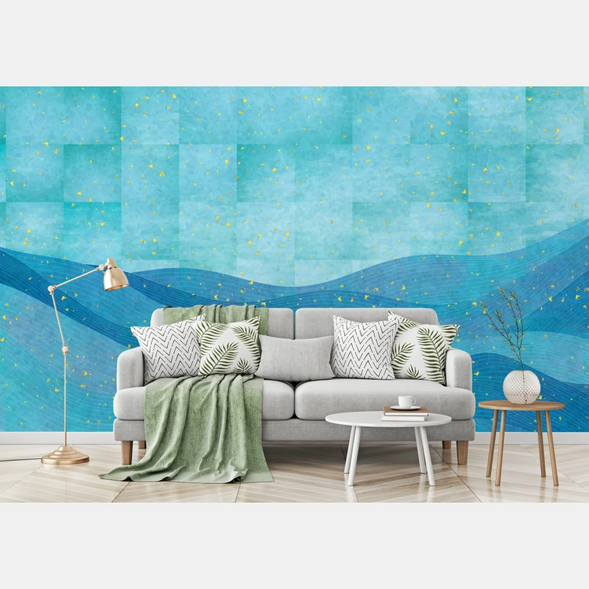 Fototapete türkiswellen abstrakte komposition – Wallnifity® Fototapete türkiswellen abstrakte komposition – Wallnifity®
