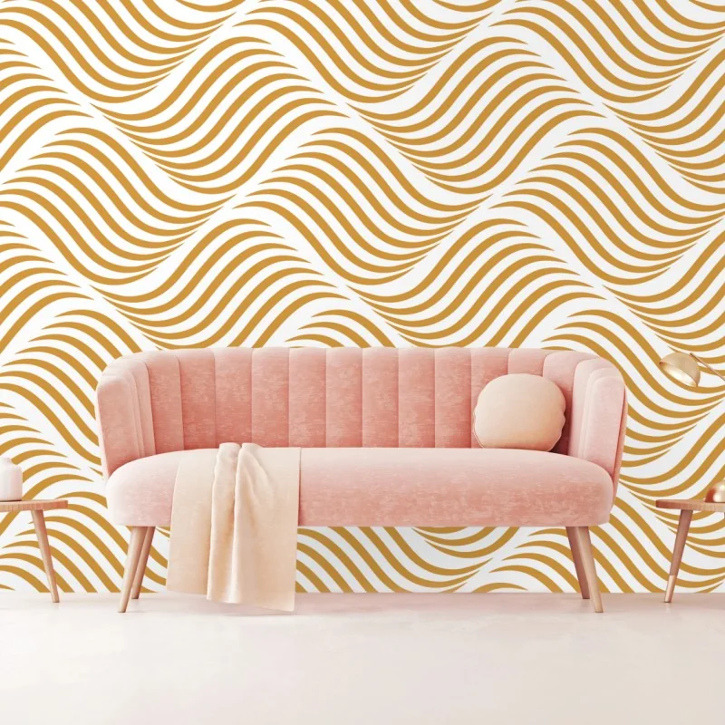Fototapete goldenes wellenmuster wanddeko
