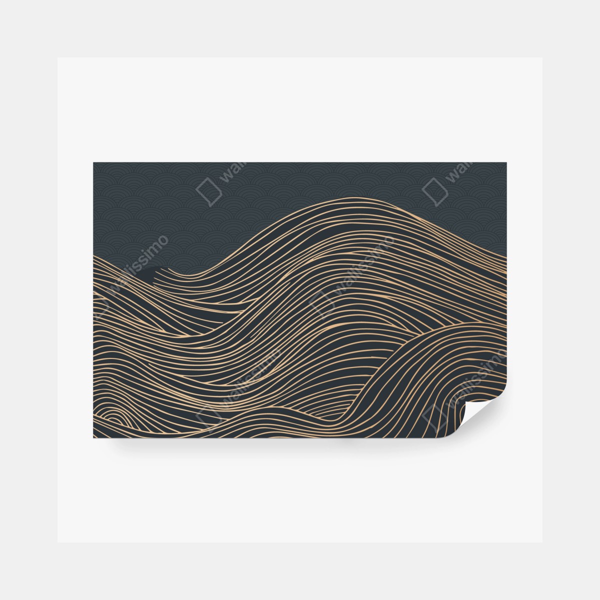 Fototapete goldene wellen im japanischen stil – Wallnifity® Fototapete goldene wellen im japanischen stil – Wallnifity®