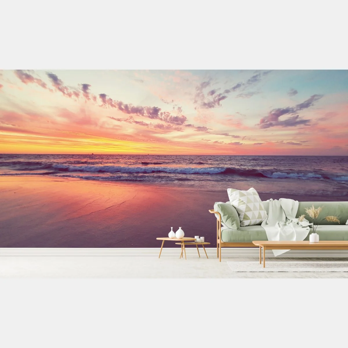 Fototapete pastelliger sonnenuntergang über ruhigem meer – Wallnifity® Fototapete pastelliger sonnenuntergang über ruhigem meer – Wallnifity®