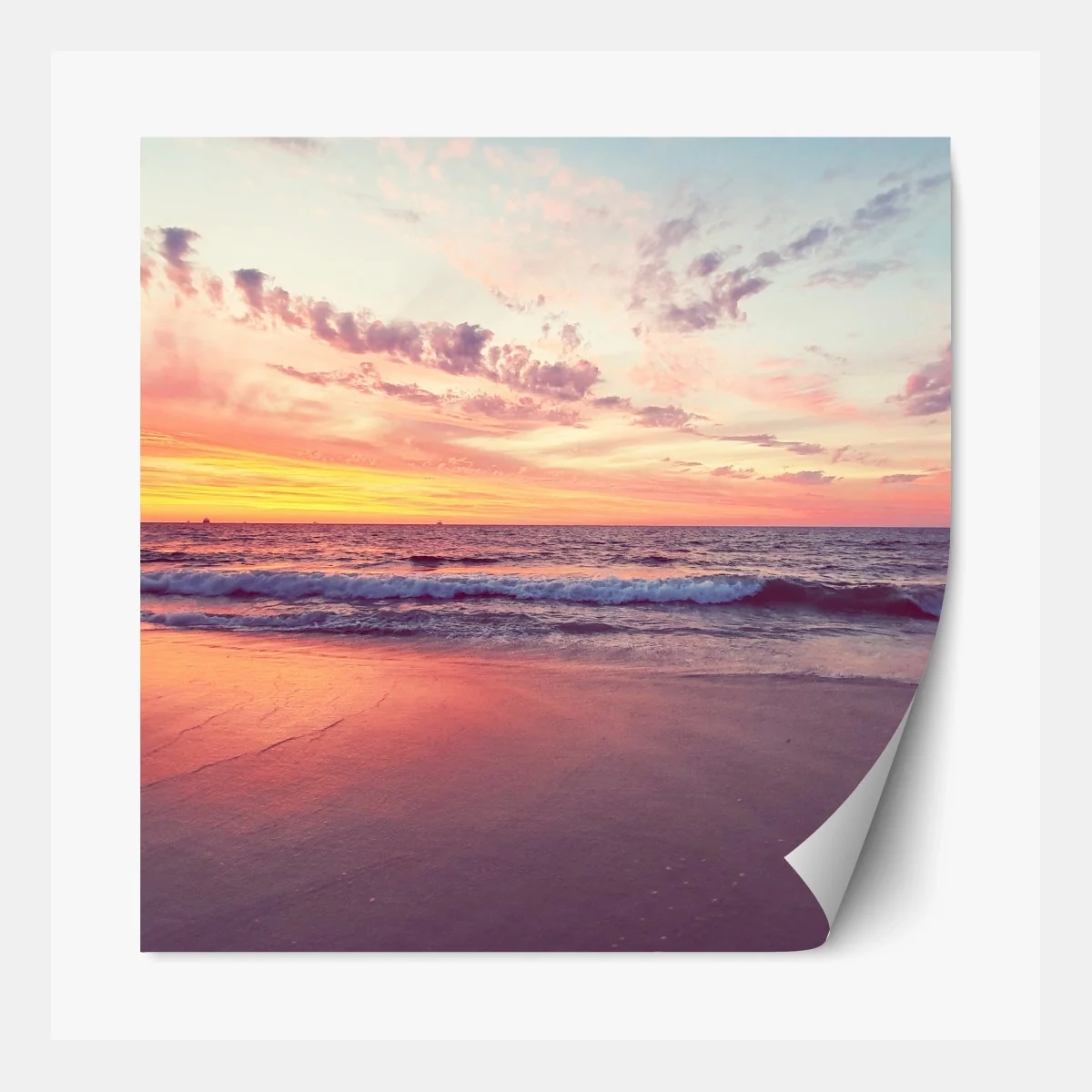 Repositionierbarer Aufkleber pastelliger sonnenuntergang über ruhigem meer – Wallnifity®