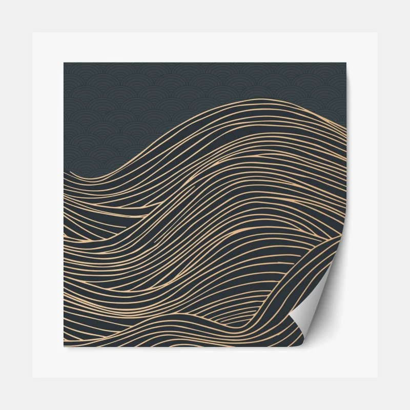 Repositionierbarer Aufkleber goldene wellen im japanischen stil