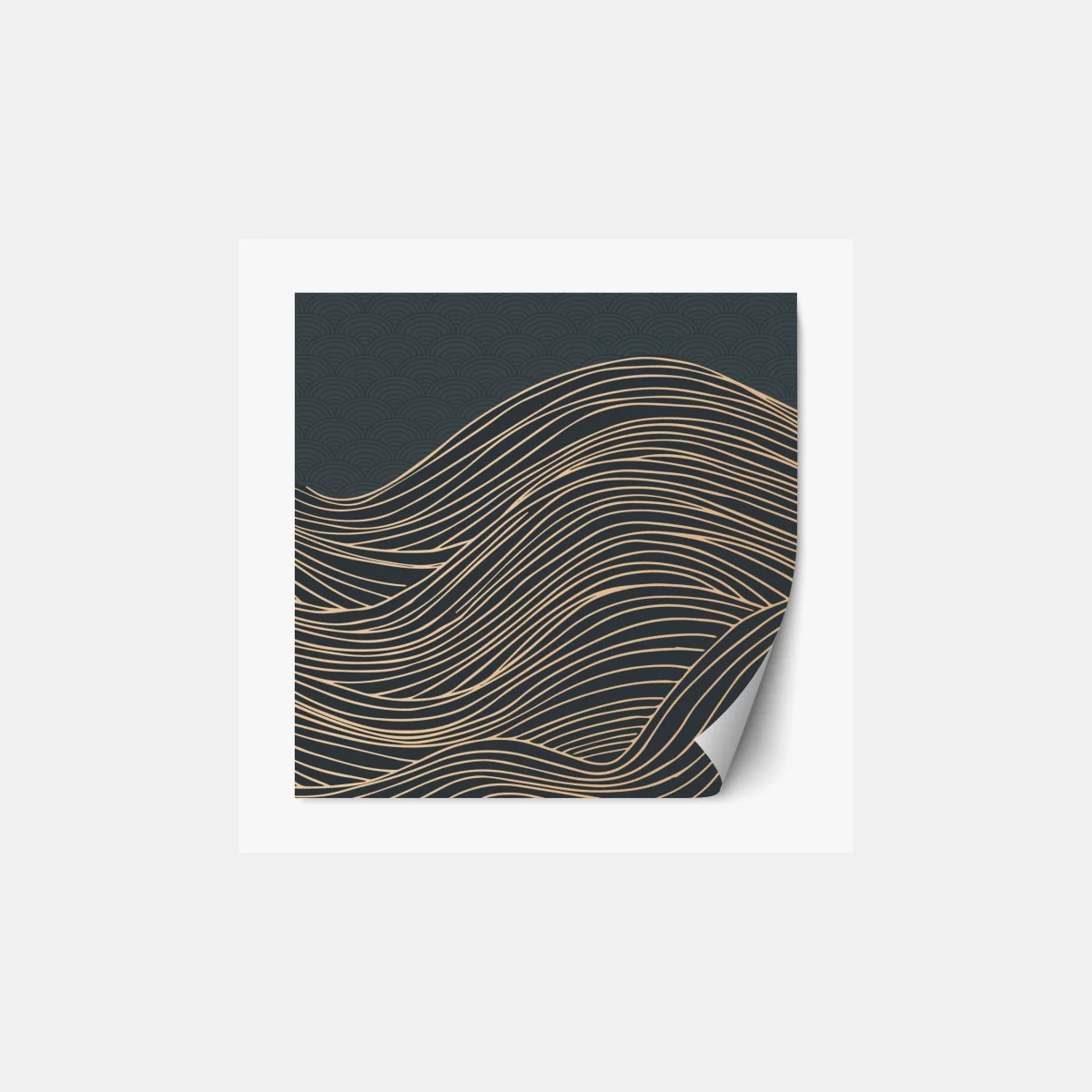 Repositionierbarer Aufkleber goldene wellen im japanischen stil – Wallnifity® Repositionierbarer Aufkleber goldene wellen im japanischen stil – Wallnifity®