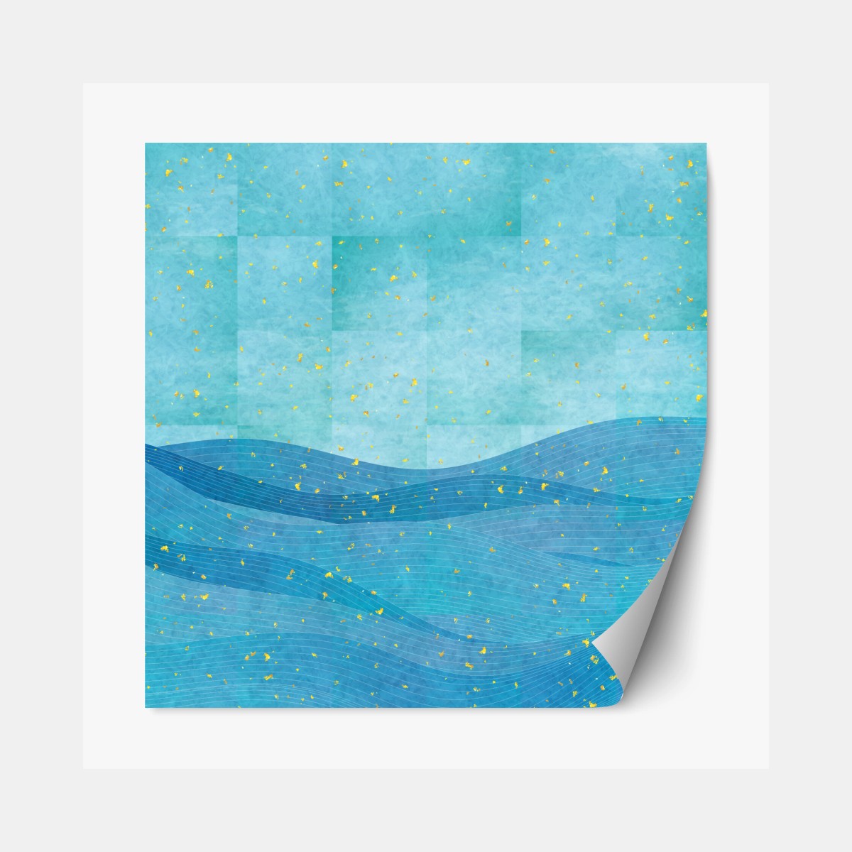 Repositionierbarer Aufkleber türkiswellen abstrakte komposition – Wallnifity® Repositionierbarer Aufkleber türkiswellen abstrakte komposition – Wallnifity®
