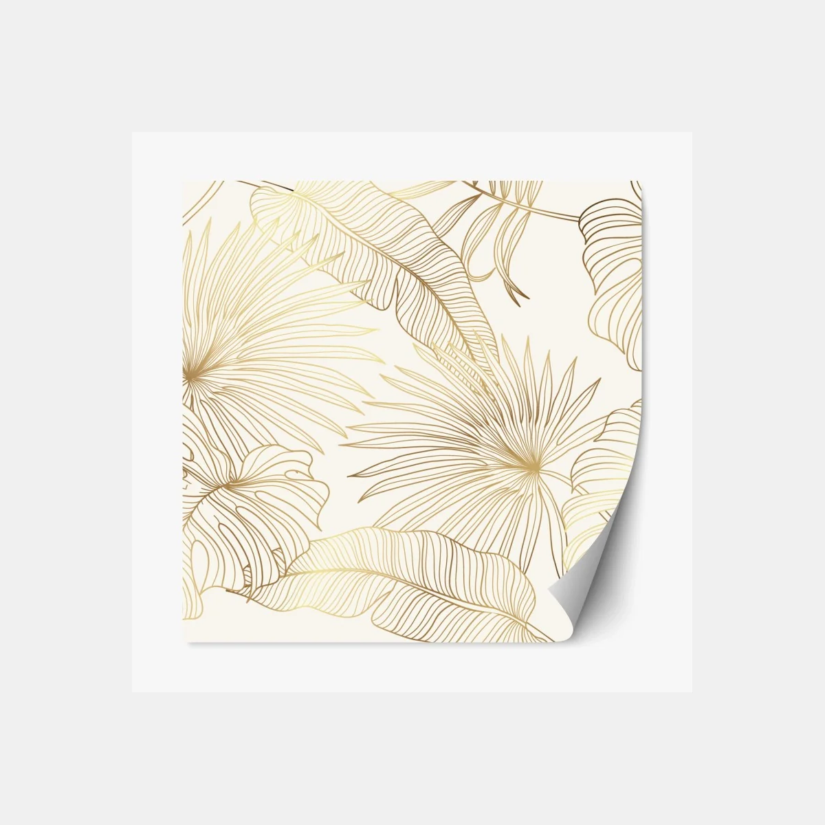 Repositionierbarer Aufkleber goldene tropische blätter auf beigem hintergrund – Wallnifity® Repositionierbarer Aufkleber goldene tropische blätter auf beigem hintergrund – Wallnifity®