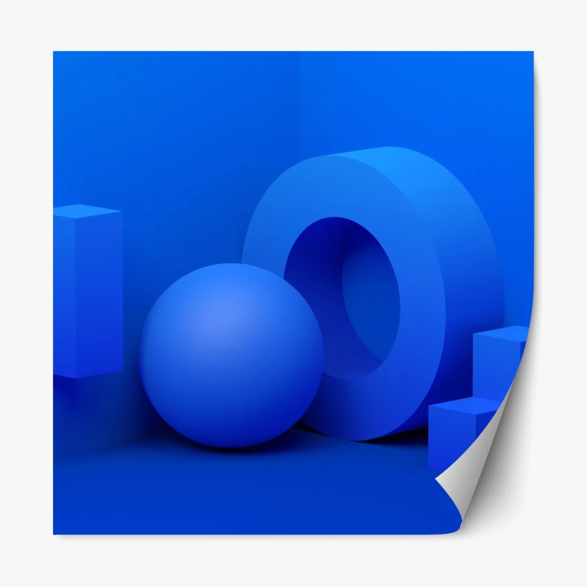 Repositionierbarer Aufkleber blaue geometrische 3d-komposition – Wallnifity® Repositionierbarer Aufkleber blaue geometrische 3d-komposition – Wallnifity®