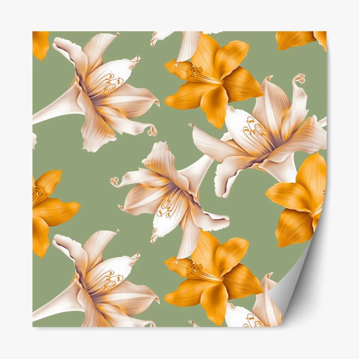 Repositionierbarer Aufkleber goldene lilien botanisches muster – Wallnifity® Repositionierbarer Aufkleber goldene lilien botanisches muster – Wallnifity®