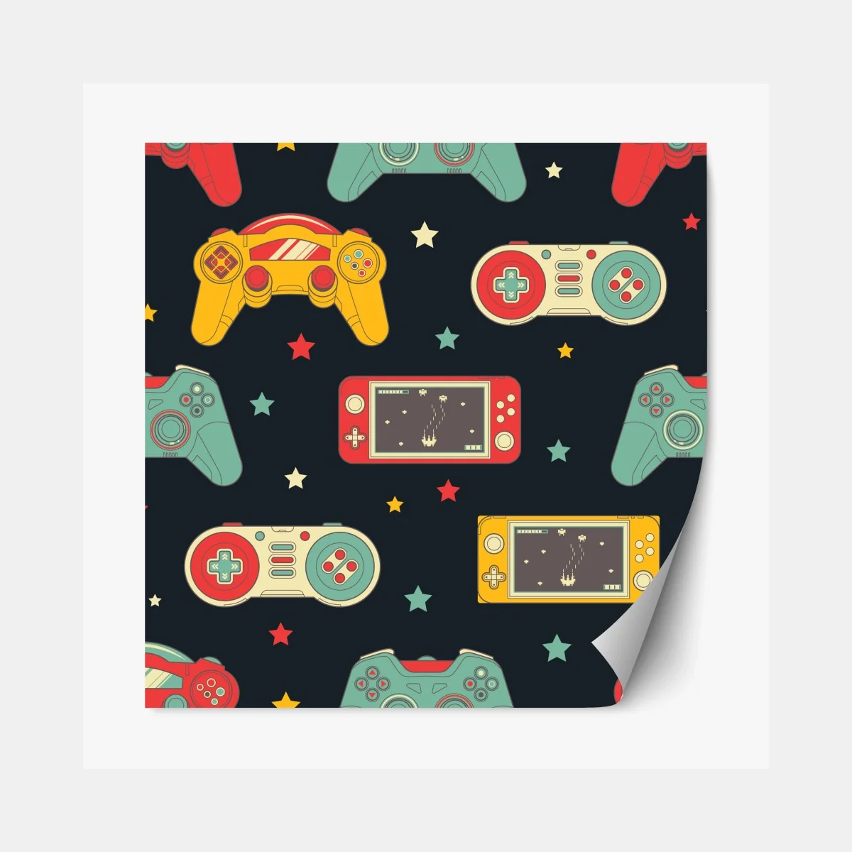 Repositionierbarer Aufkleber retro gamecontroller muster – Wallnifity® Repositionierbarer Aufkleber retro gamecontroller muster – Wallnifity®
