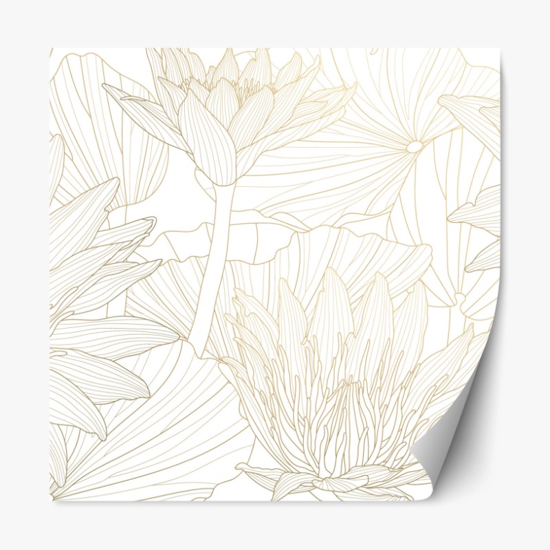Repositionierbarer Aufkleber zarte goldene blütenlinien