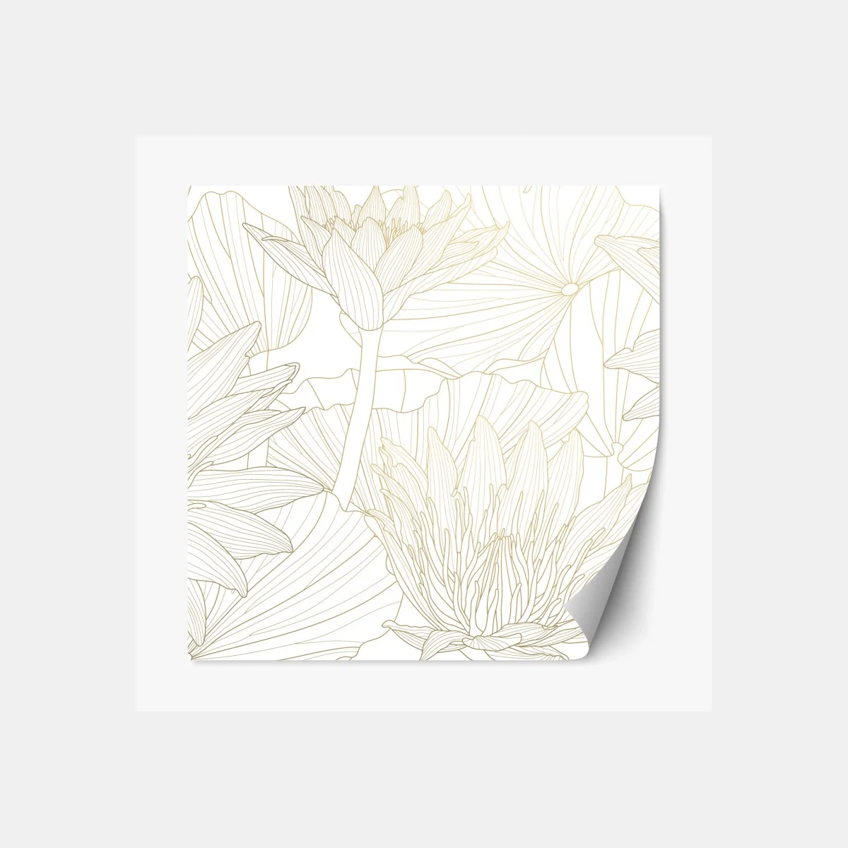 Repositionierbarer Aufkleber zarte goldene blütenlinien – Wallnifity® Repositionierbarer Aufkleber zarte goldene blütenlinien – Wallnifity®