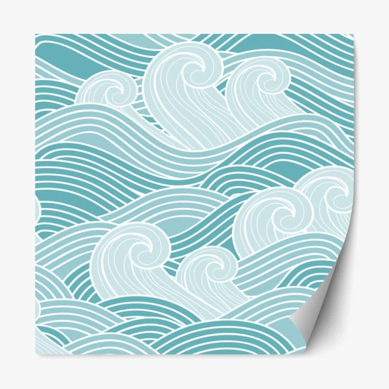 Repositionierbarer Aufkleber ruhiges türkisfarbenes wellenmuster