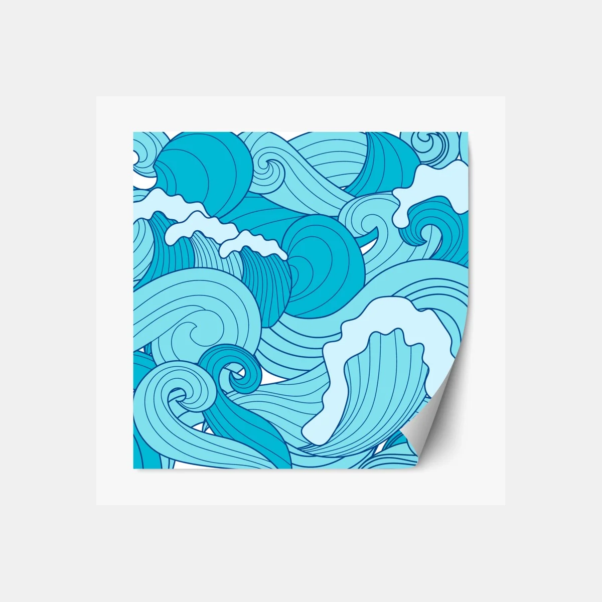 Repositionierbarer Aufkleber blaue ozeanwellen illustration – Wallnifity® Repositionierbarer Aufkleber blaue ozeanwellen illustration – Wallnifity®