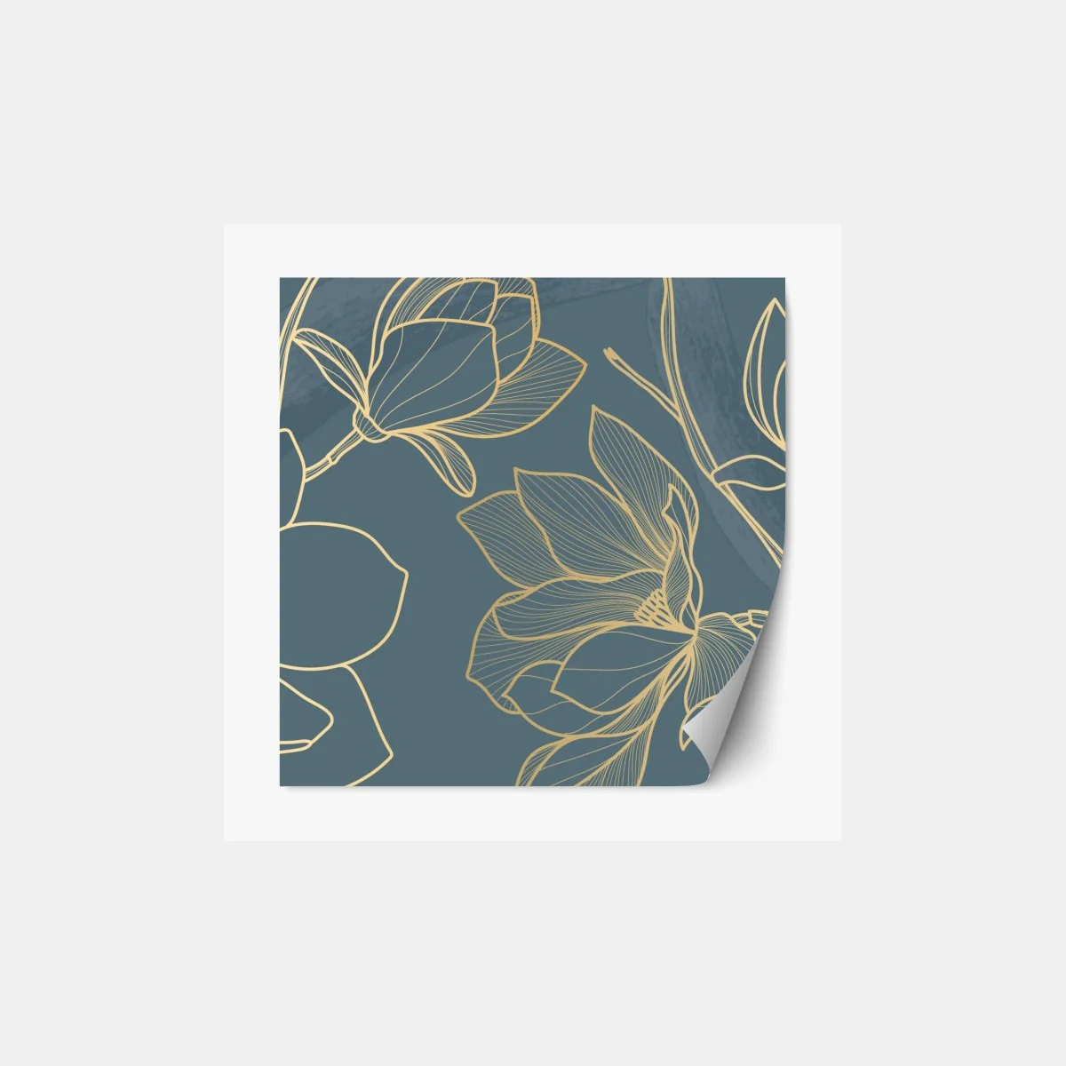Repositionierbarer Aufkleber goldene magnolie auf türkisfarbenem hintergrund – Wallnifity® Repositionierbarer Aufkleber goldene magnolie auf türkisfarbenem hintergrund – Wallnifity®