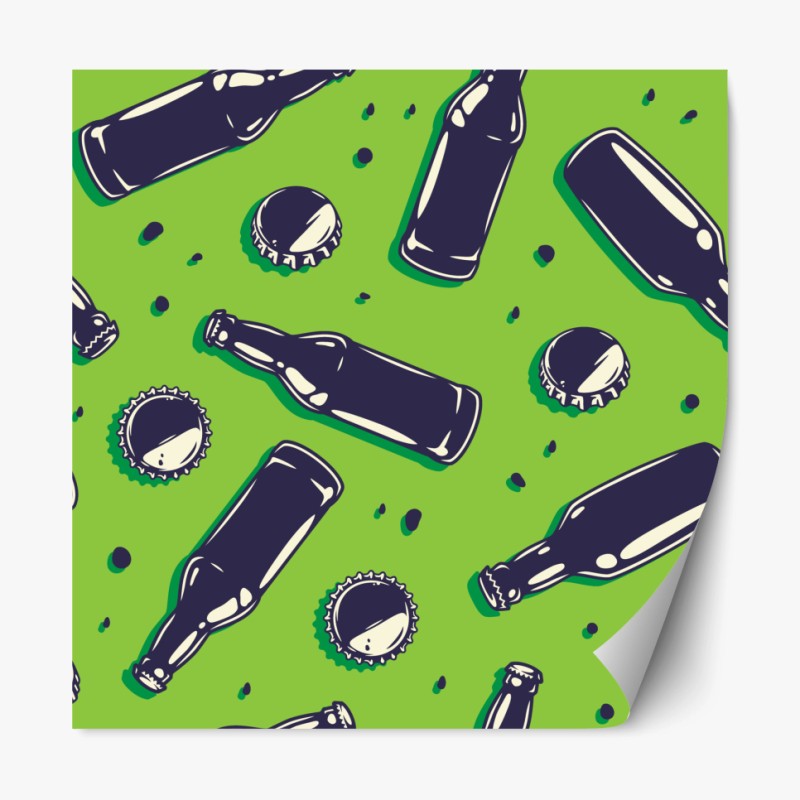 Repositionierbarer Aufkleber tropisches blättermuster auf zickzack-hintergrund – Wallnifity®