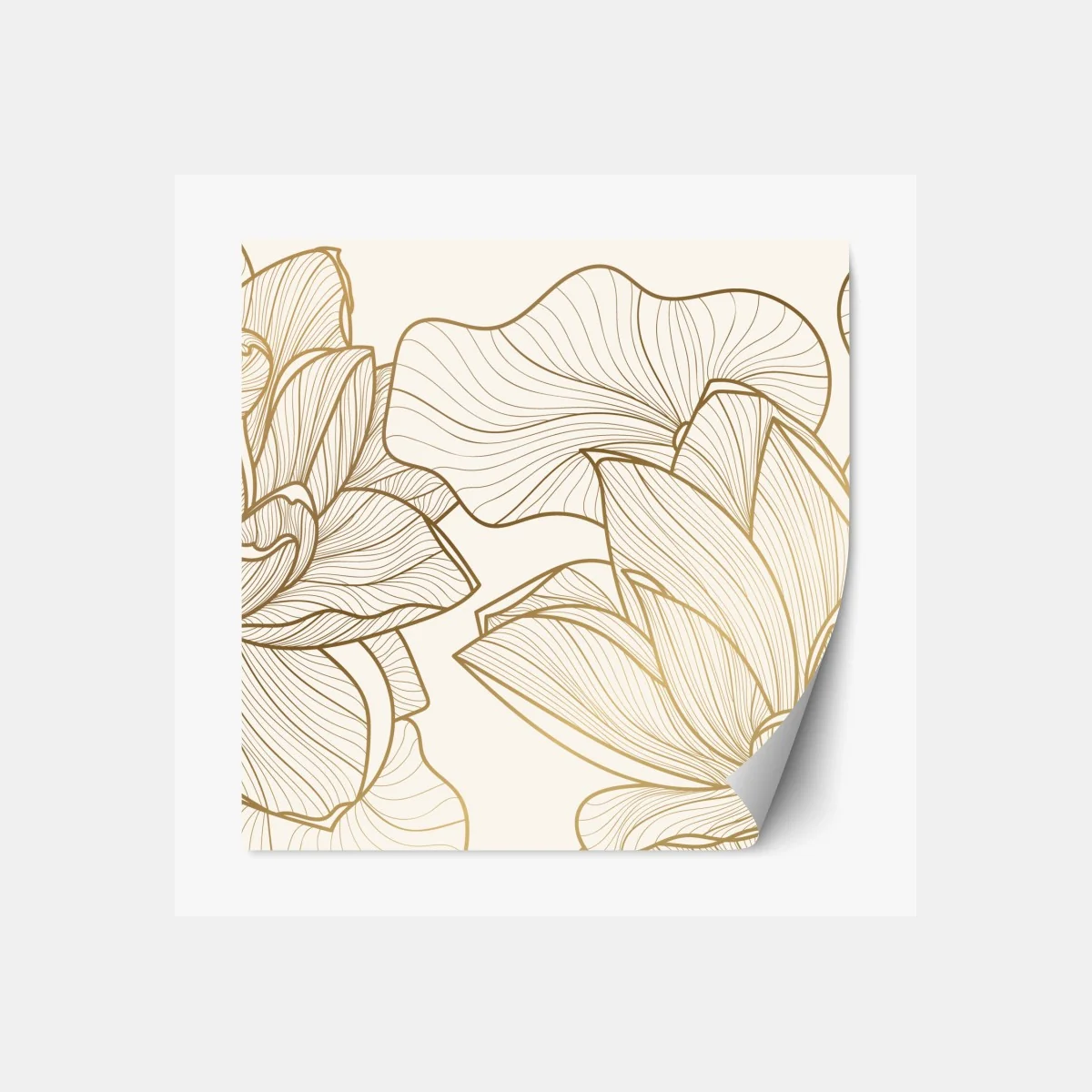 Repositionierbarer Aufkleber elegante goldene linien blumenillustration – Wallnifity® Repositionierbarer Aufkleber elegante goldene linien blumenillustration – Wallnifity®