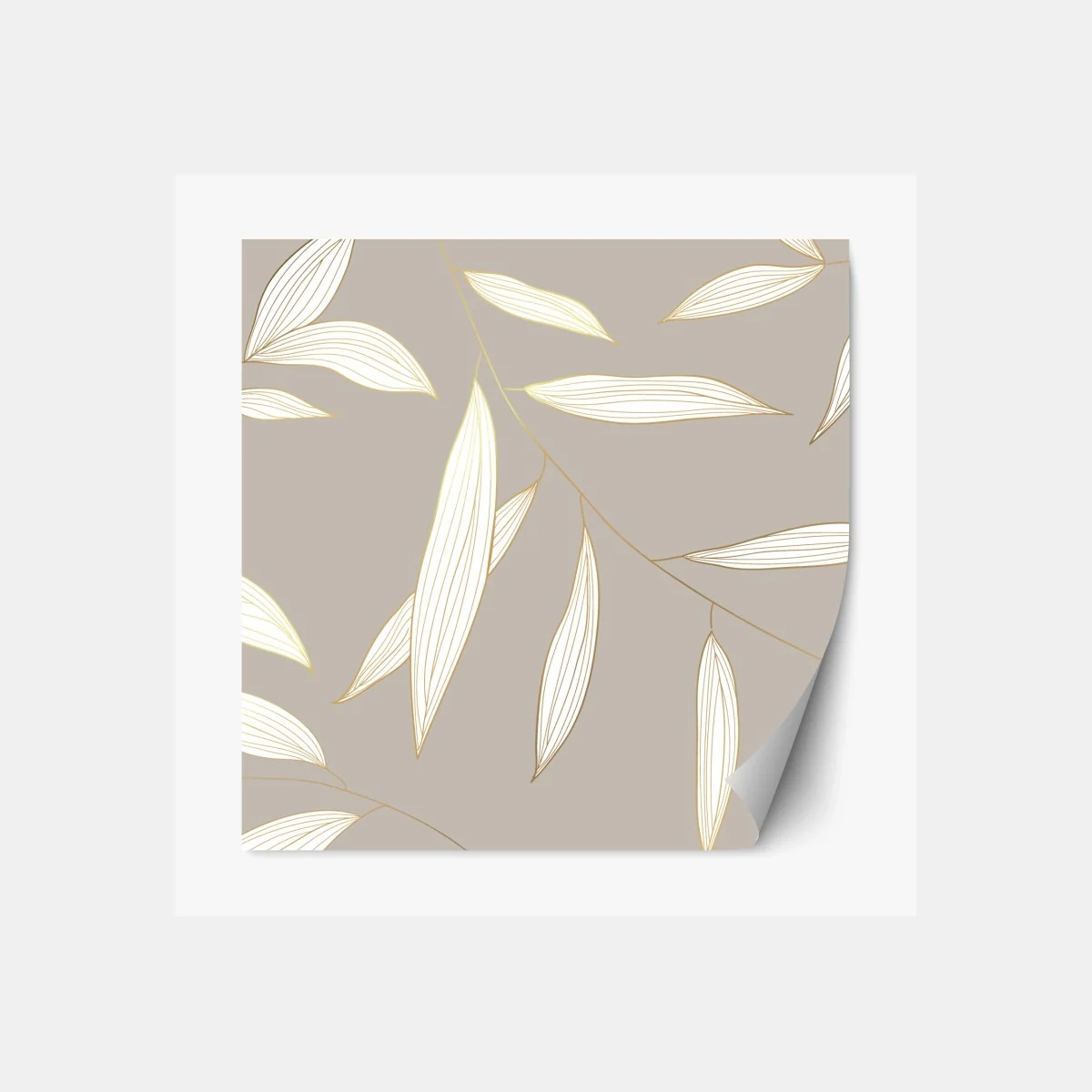 Repositionierbarer Aufkleber zarte goldumrandete blätter auf beigem hintergrund – Wallnifity® Repositionierbarer Aufkleber zarte goldumrandete blätter auf beigem hintergrund – Wallnifity®