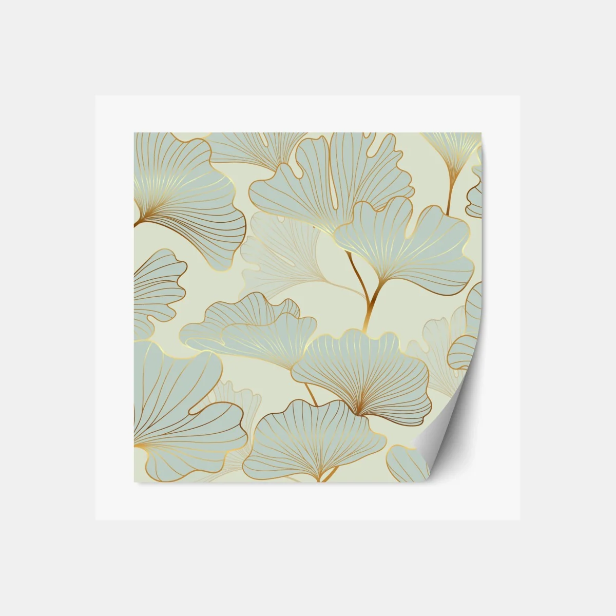 Repositionierbarer Aufkleber pastell ginkgo blättermuster mit goldakzenten – Wallnifity® Repositionierbarer Aufkleber pastell ginkgo blättermuster mit goldakzenten – Wallnifity®