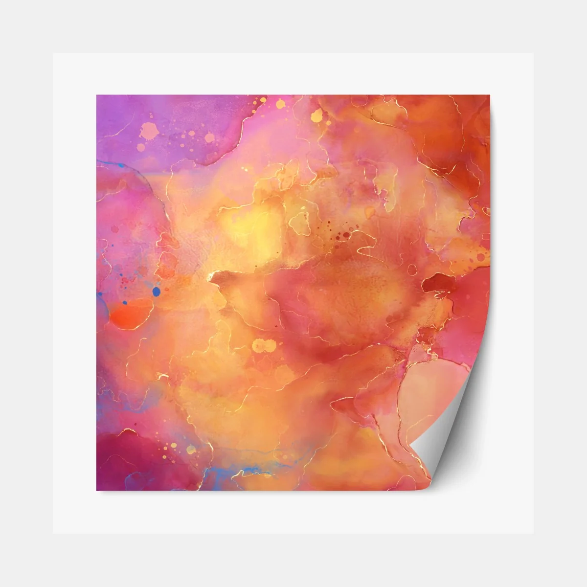 Repositionierbarer Aufkleber lebhafte aquarell-abstraktion in warmen tönen – Wallnifity®