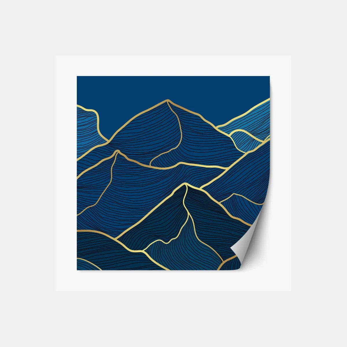 Repositionierbarer Aufkleber goldene linien berglandschaft auf dunkelblauem hintergrund – Wallnifity® Repositionierbarer Aufkleber goldene linien berglandschaft auf dunkelblauem hintergrund – Wallnifity®