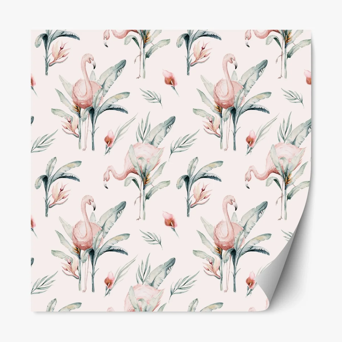 Repositionierbarer Aufkleber aquarell flamingo tropisches muster – Wallnifity® Repositionierbarer Aufkleber aquarell flamingo tropisches muster – Wallnifity®