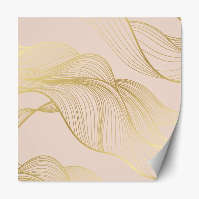 Repositionierbarer Aufkleber abstraktes muster goldener wellen