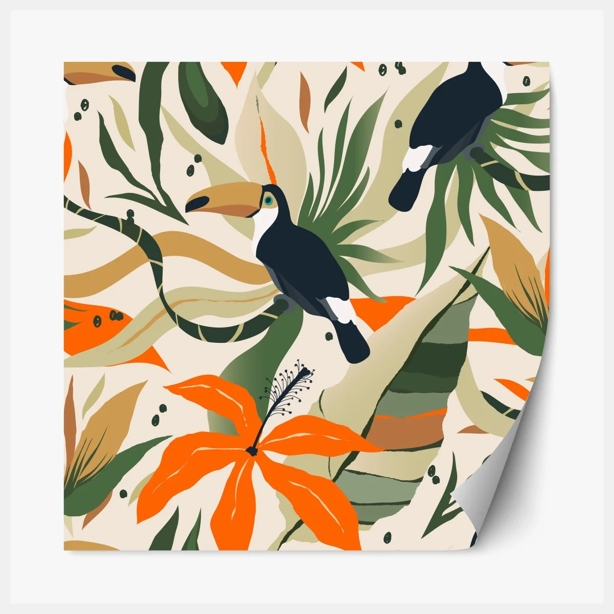 Repositionierbarer Aufkleber tropisches tukanmuster – Wallnifity® Repositionierbarer Aufkleber tropisches tukanmuster – Wallnifity®