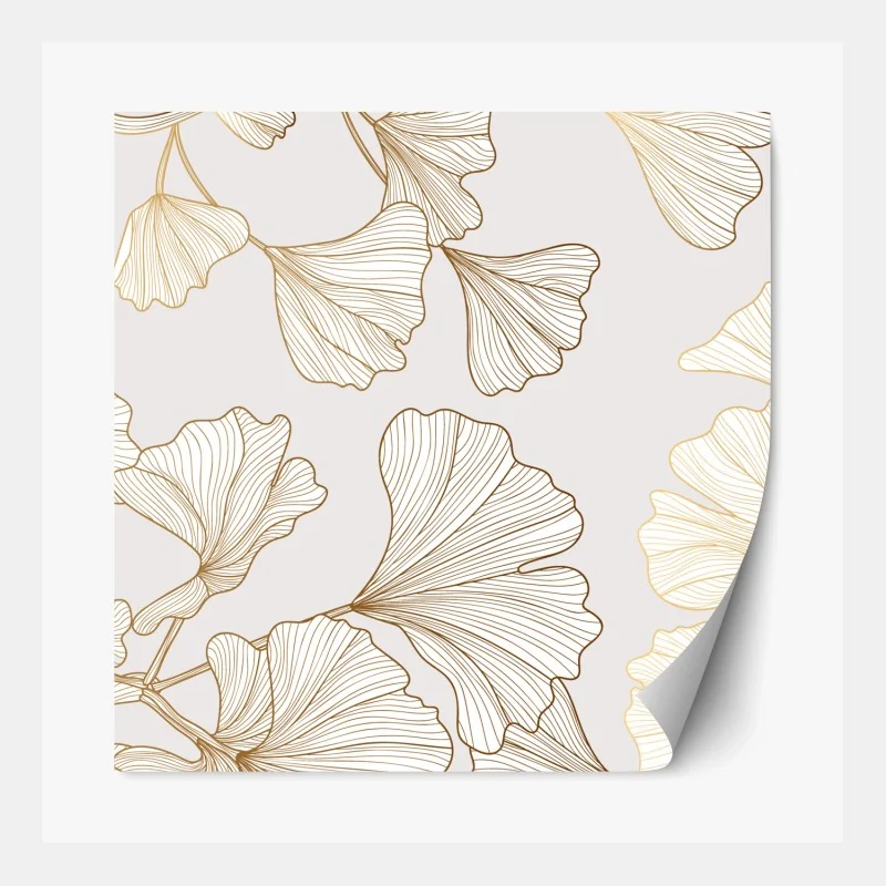Repositionierbarer Aufkleber feines goldenes ginkgo-blätter muster