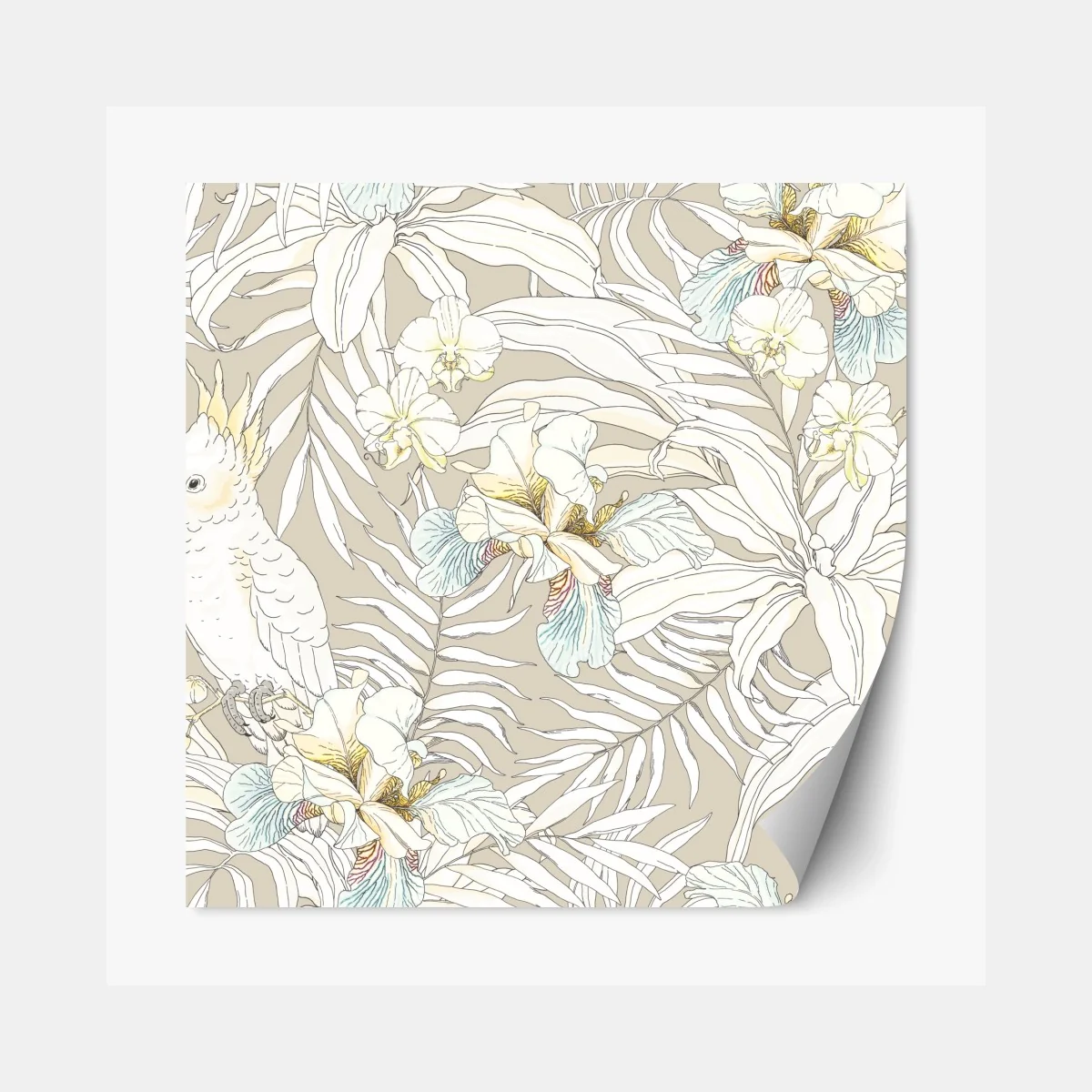 Repositionierbarer Aufkleber tropisches kakadu-blumenmuster – Wallnifity® Repositionierbarer Aufkleber tropisches kakadu-blumenmuster – Wallnifity®