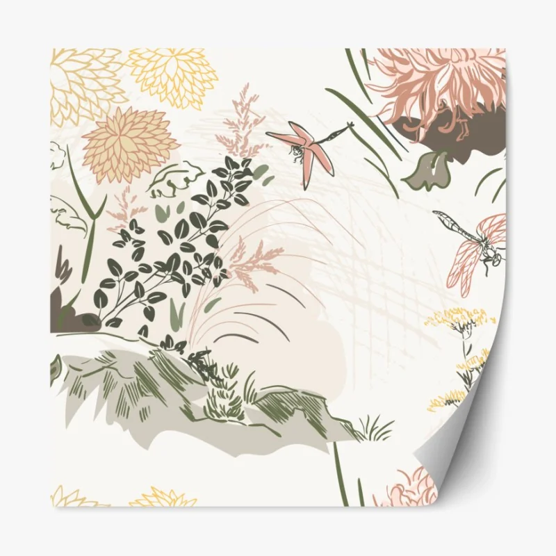 Repositionierbarer Aufkleber zartes pastell-blumenmuster