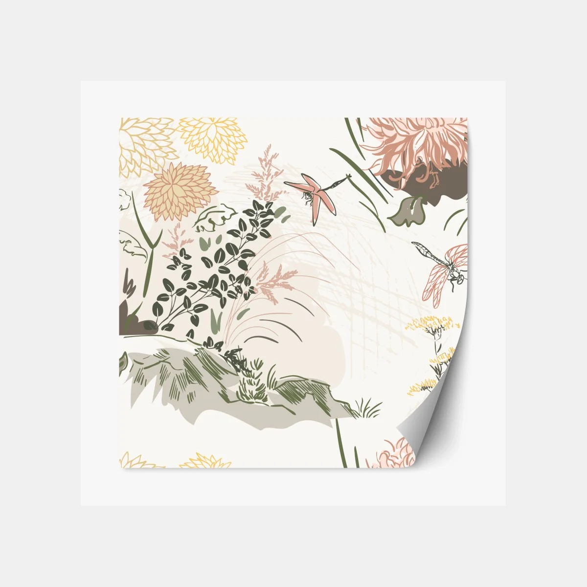 Repositionierbarer Aufkleber zartes pastell-blumenmuster – Wallnifity® Repositionierbarer Aufkleber zartes pastell-blumenmuster – Wallnifity®