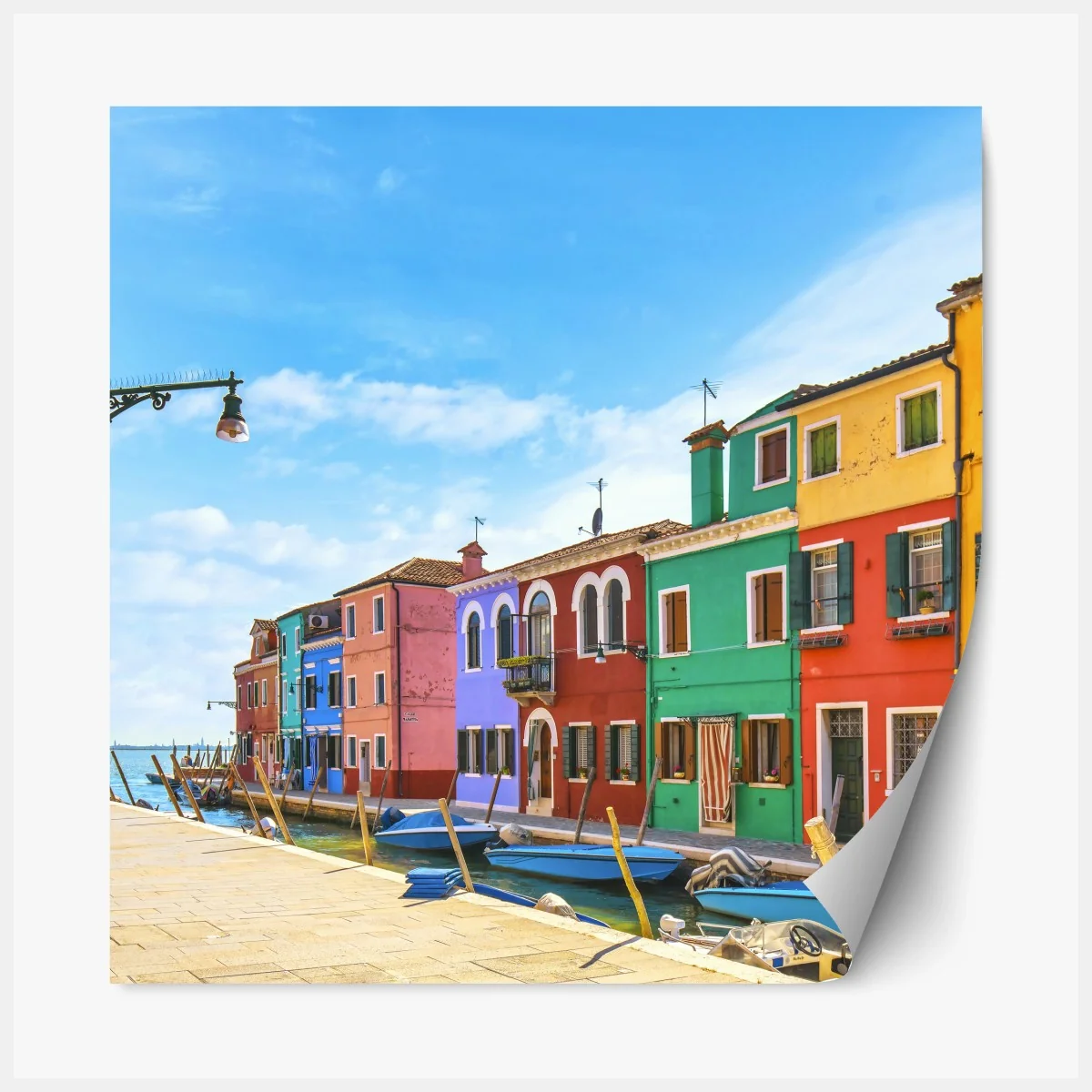 Repositionierbarer Aufkleber bunte kanalhäuser von Burano – Wallnifity® Repositionierbarer Aufkleber bunte kanalhäuser von Burano – Wallnifity®