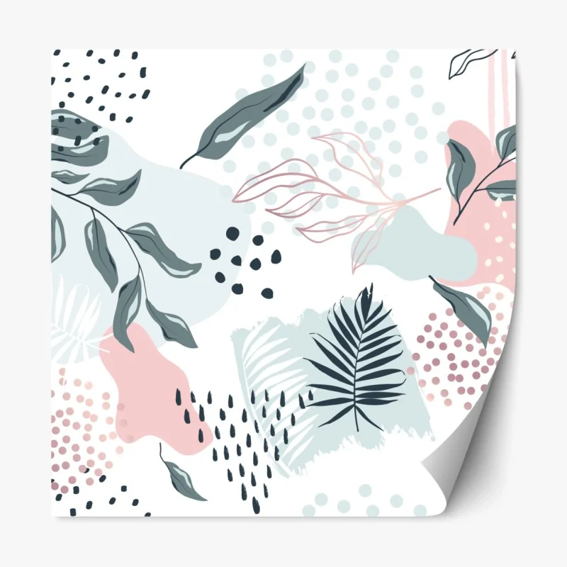 Repositionierbarer Aufkleber pastellfarbenes botanisches abstraktes muster
