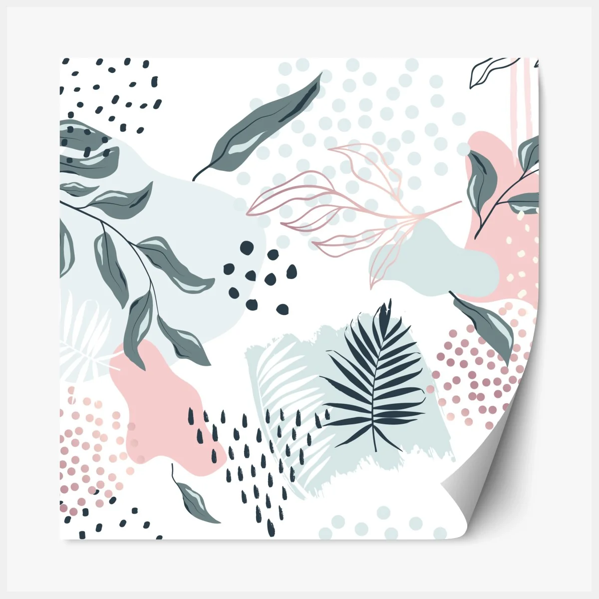 Repositionierbarer Aufkleber pastellfarbenes botanisches abstraktes muster – Wallnifity® Repositionierbarer Aufkleber pastellfarbenes botanisches abstraktes muster – Wallnifity®