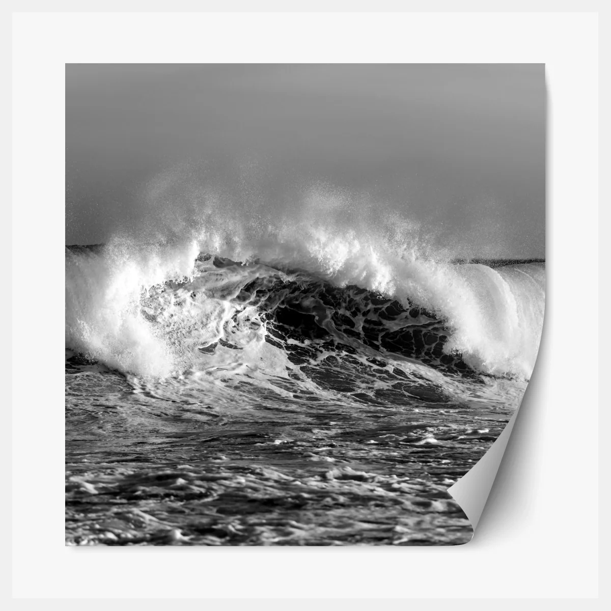 Repositionierbarer Aufkleber dramatische schwarzweiß-welle des ozeans – Wallnifity® Repositionierbarer Aufkleber dramatische schwarzweiß-welle des ozeans – Wallnifity®