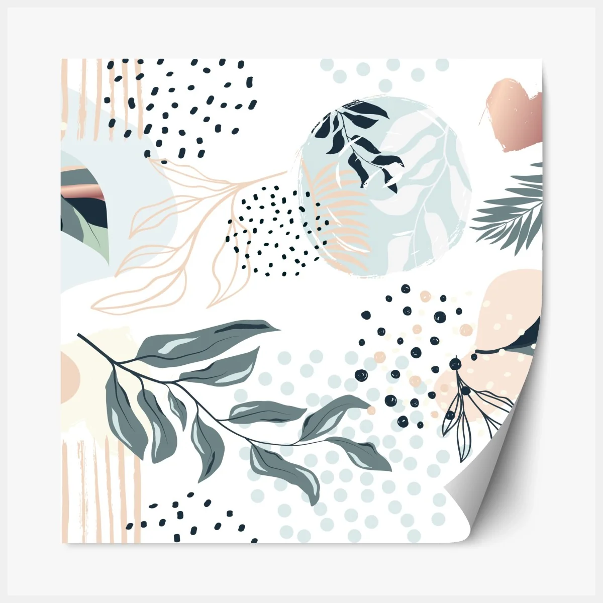Repositionierbarer Aufkleber pastellfarbenes botanisches abstraktes muster – Wallnifity®
