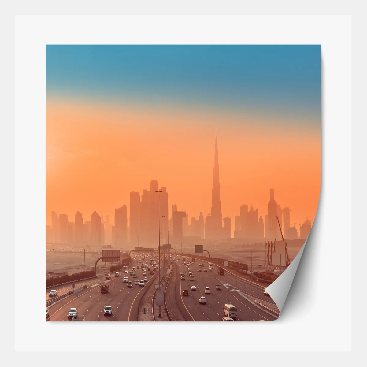Repositionierbarer Aufkleber Dubai skyline bei sonnenaufgang – Wallnifity® Repositionierbarer Aufkleber Dubai skyline bei sonnenaufgang – Wallnifity®