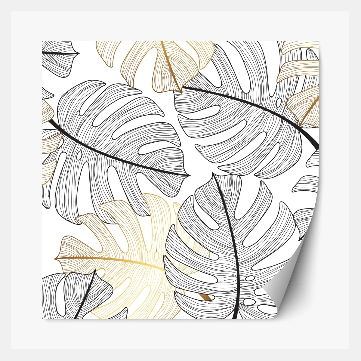 Repositionierbarer Aufkleber monstera-blattmuster mit goldakzenten – Wallnifity® Repositionierbarer Aufkleber monstera-blattmuster mit goldakzenten – Wallnifity®