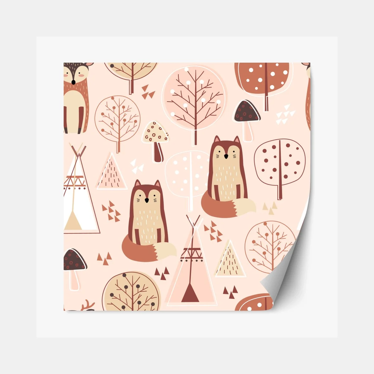 Repositionierbarer Aufkleber waldfüchse muster für kinderzimmer – Wallnifity®