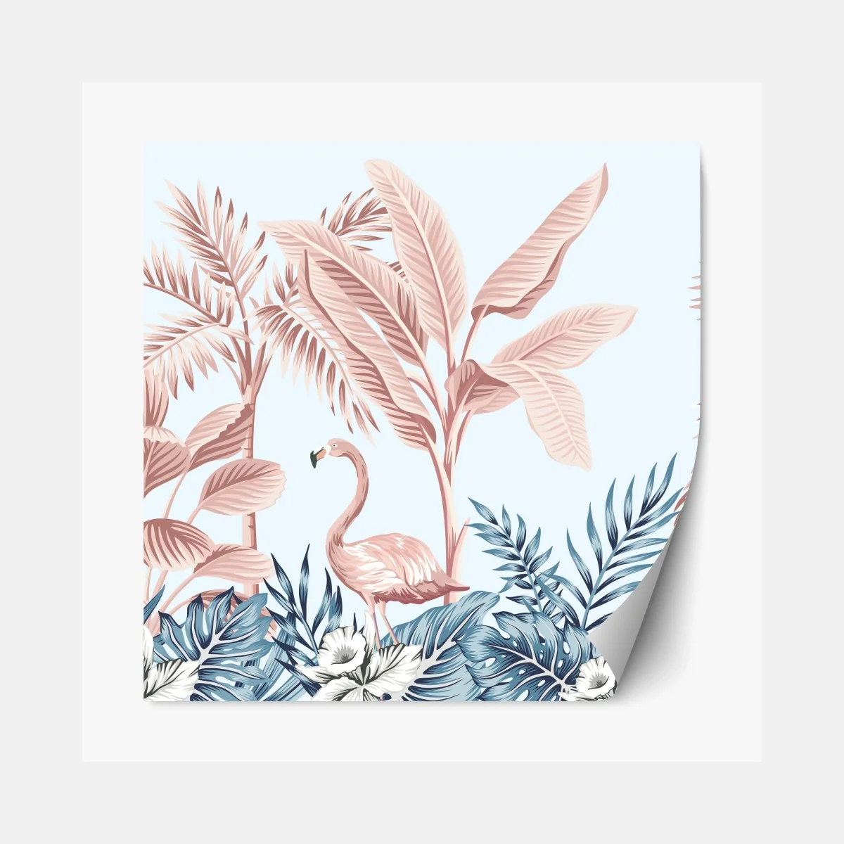 Repositionierbarer Aufkleber pastell tropischer flamingo garten – Wallnifity® Repositionierbarer Aufkleber pastell tropischer flamingo garten – Wallnifity®