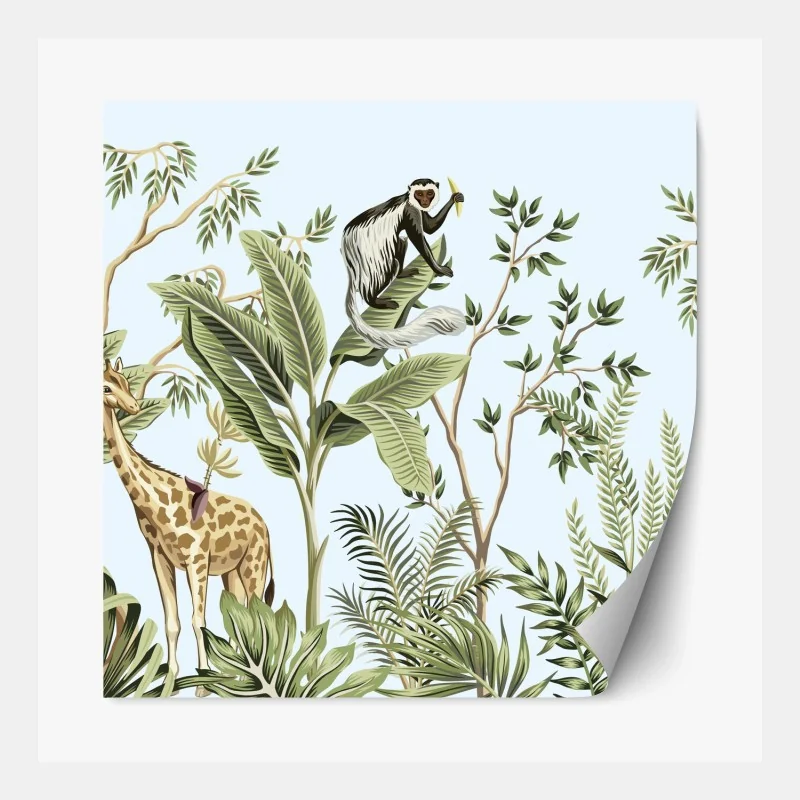 Repositionierbarer Aufkleber tropischer dschungel mit tieren