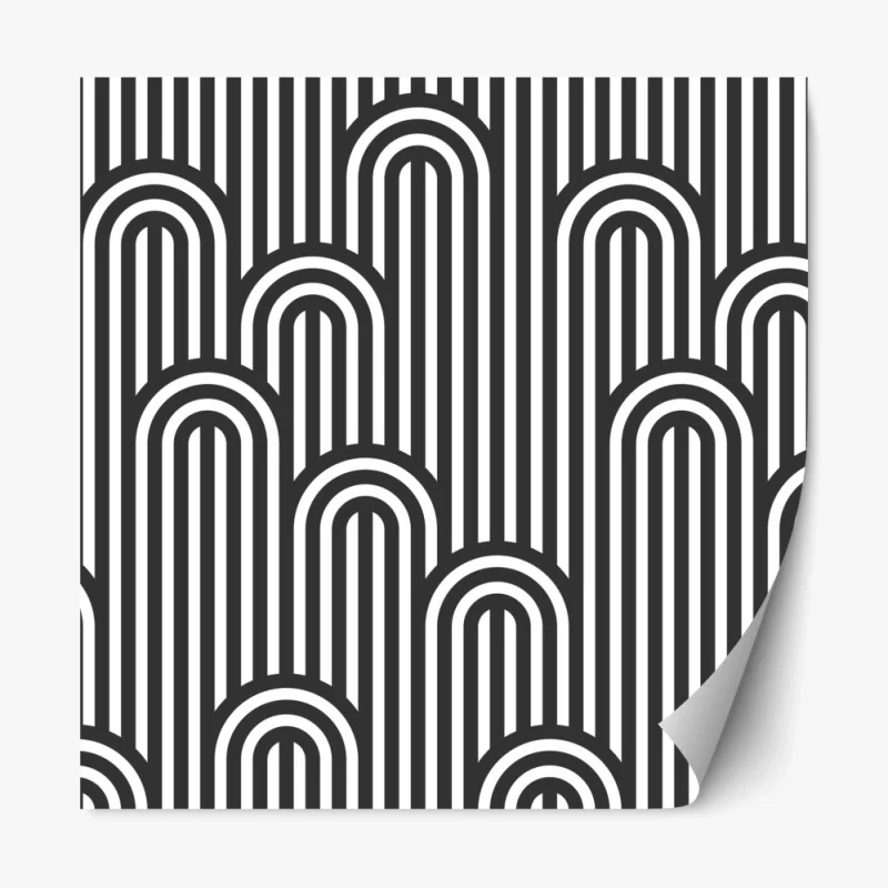 Repositionierbarer Aufkleber schwarzweißes geometrisches streifenmuster
