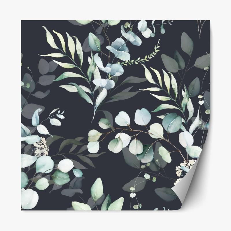 Repositionierbarer Aufkleber waldweg durch neblige kiefern – Wallnifity®