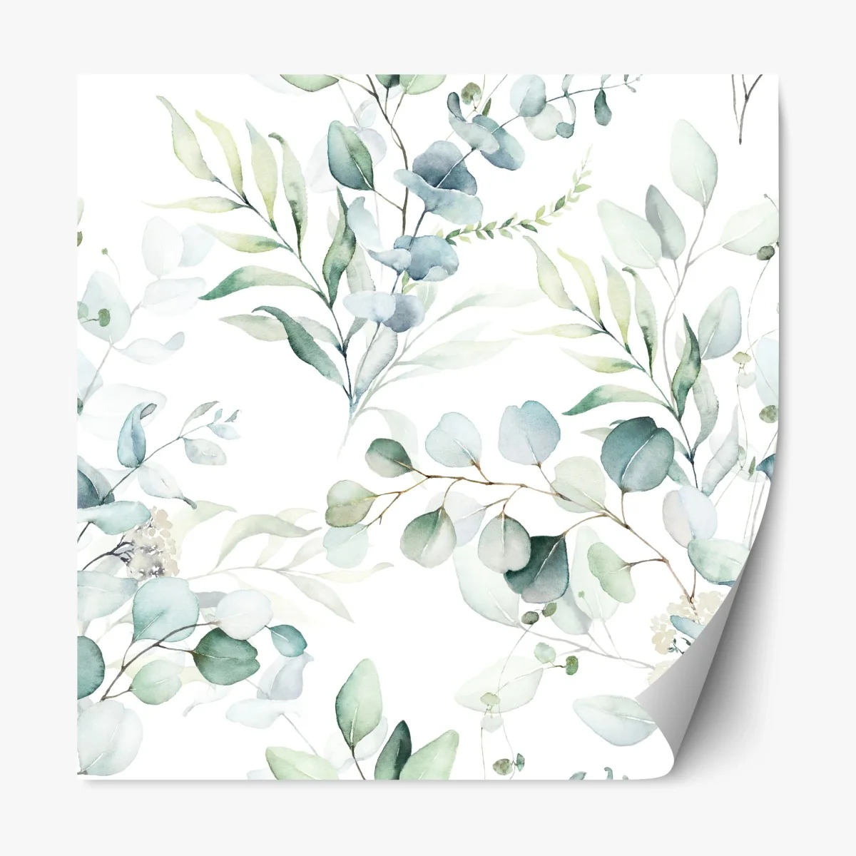 Repositionierbarer Aufkleber aquarell eukalyptus blättermuster – Wallnifity®