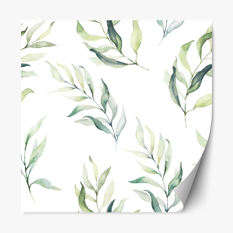Repositionierbarer Aufkleber sanftes aquarellmuster mit eukalyptusblättern