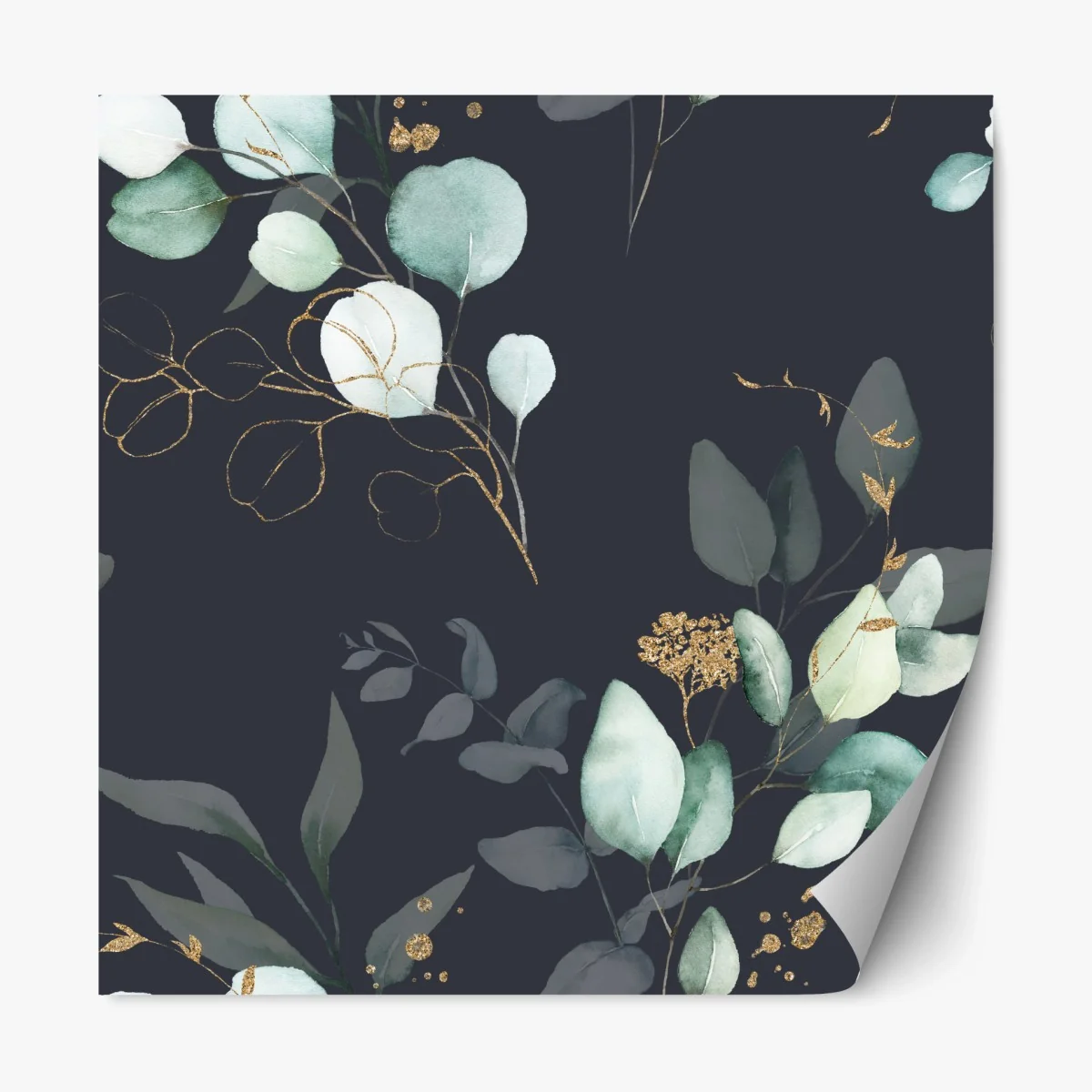 Repositionierbarer Aufkleber eukalyptus aquarellblätter auf dunklem hintergrund – Wallnifity® Repositionierbarer Aufkleber eukalyptus aquarellblätter auf dunklem hintergrund – Wallnifity®