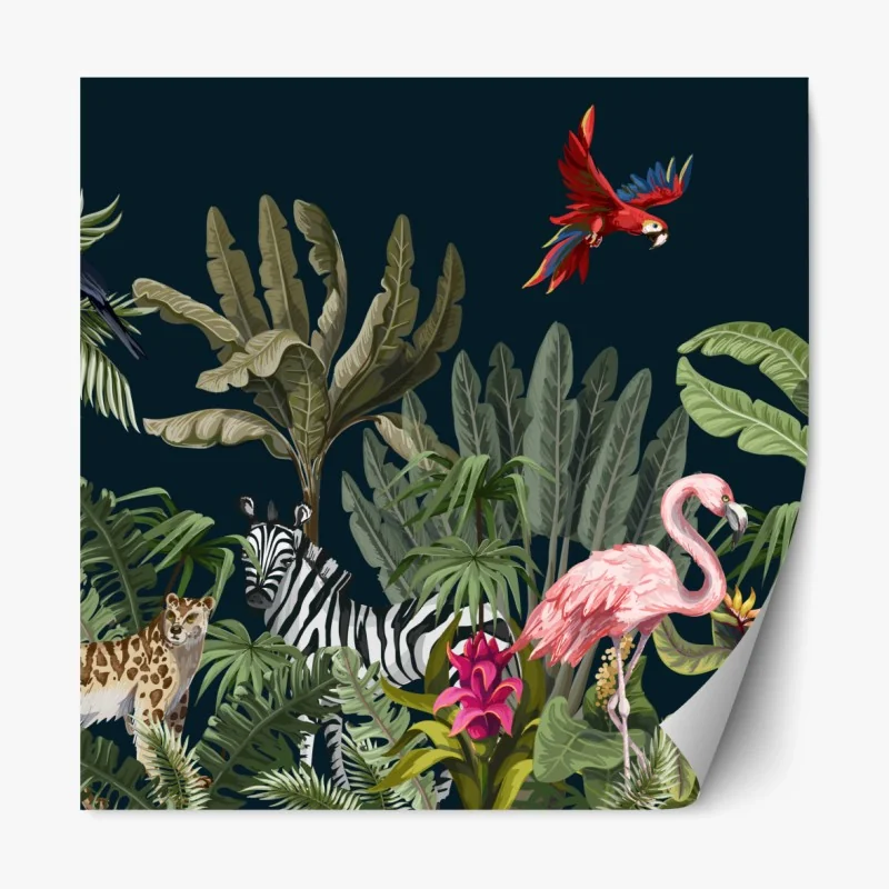 Repositionierbarer Aufkleber tropische dschungel-wildtierszene