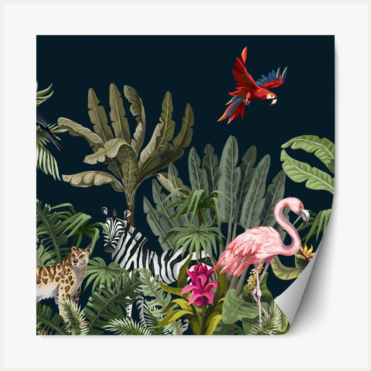 Repositionierbarer Aufkleber tropische dschungel-wildtierszene – Wallnifity® Repositionierbarer Aufkleber tropische dschungel-wildtierszene – Wallnifity®